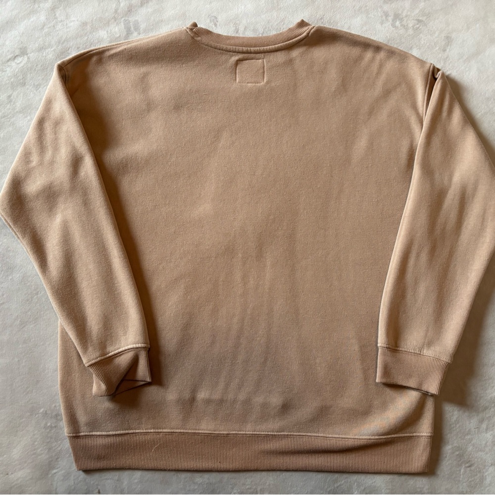 No Comment Beige Butterfly Applique Sweatshirt Large Cozy Fleece Pullover - Picture 7 of 7